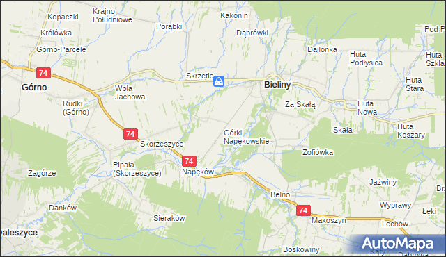 mapa Górki Napękowskie, Górki Napękowskie na mapie Targeo