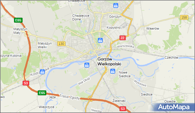 mapa Gorzów Wielkopolski, Gorzów Wielkopolski na mapie Targeo