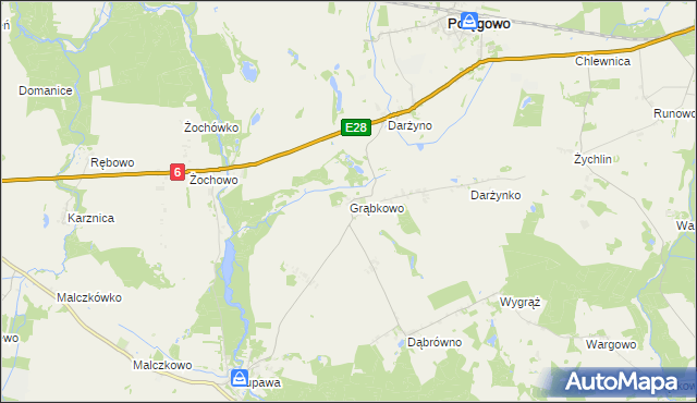 mapa Grąbkowo gmina Potęgowo, Grąbkowo gmina Potęgowo na mapie Targeo