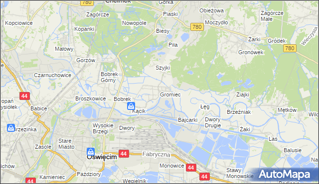 mapa Gromiec, Gromiec na mapie Targeo