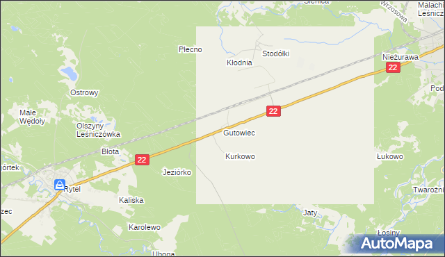 mapa Gutowiec, Gutowiec na mapie Targeo