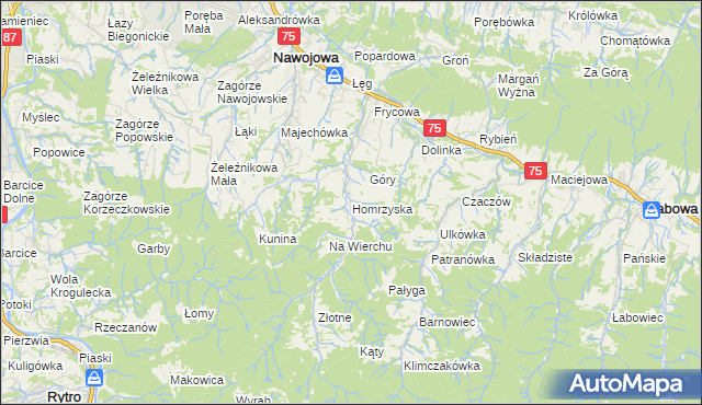 mapa Homrzyska, Homrzyska na mapie Targeo