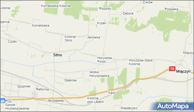 mapa Horyszów Polski, Horyszów Polski na mapie Targeo