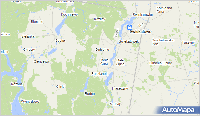 mapa Jania Góra gmina Świekatowo, Jania Góra gmina Świekatowo na mapie Targeo