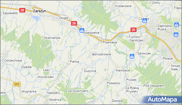 mapa Jędruszkowce, Jędruszkowce na mapie Targeo