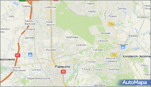mapa Julianów gmina Piaseczno, Julianów gmina Piaseczno na mapie Targeo