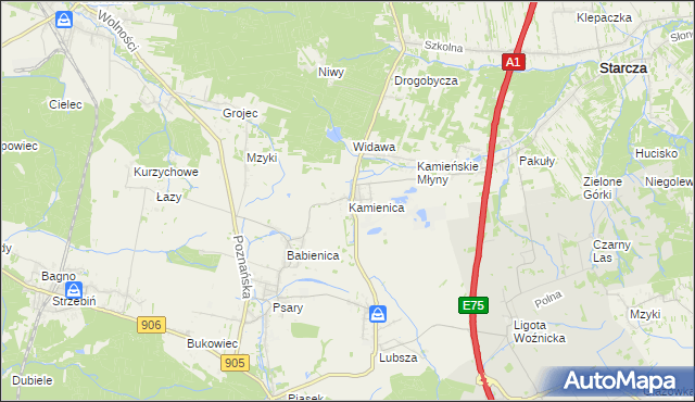 mapa Kamienica gmina Woźniki, Kamienica gmina Woźniki na mapie Targeo