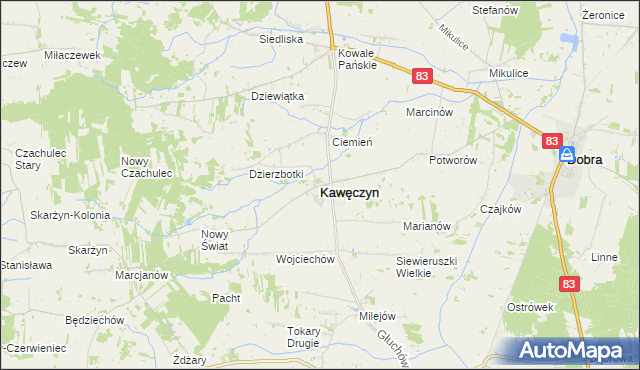 mapa Kawęczyn powiat turecki, Kawęczyn powiat turecki na mapie Targeo