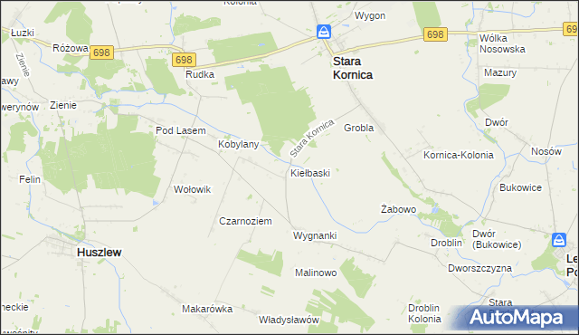 mapa Kiełbaski, Kiełbaski na mapie Targeo