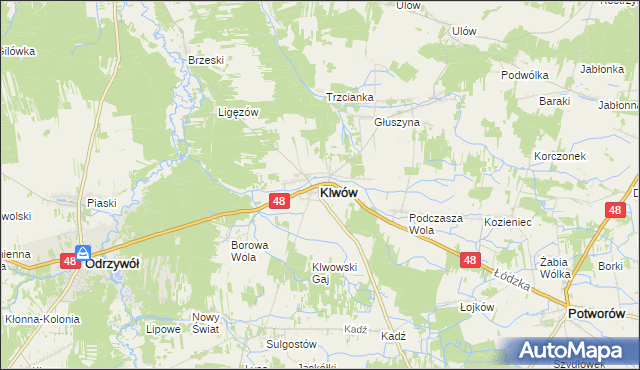 mapa Klwów, Klwów na mapie Targeo