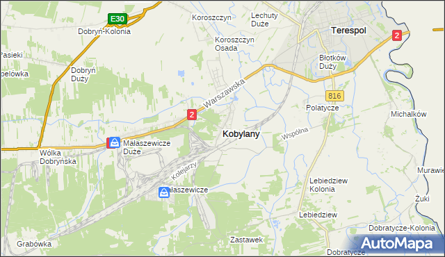 mapa Kobylany gmina Terespol, Kobylany gmina Terespol na mapie Targeo