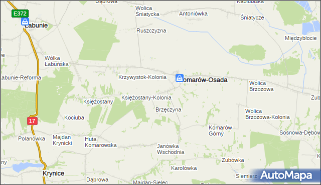 mapa Komarów-Wieś, Komarów-Wieś na mapie Targeo