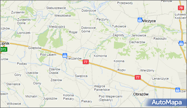 mapa Komorna, Komorna na mapie Targeo