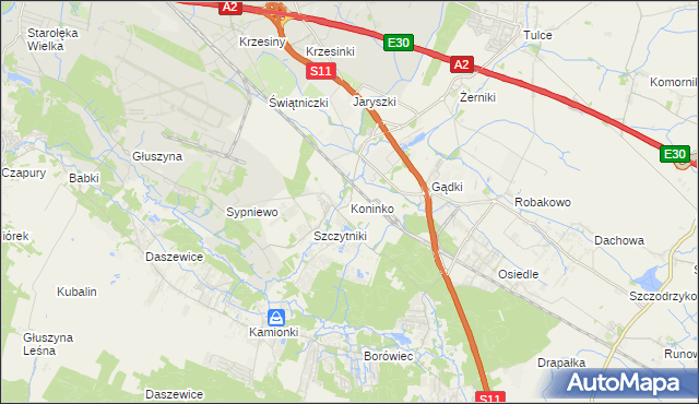 mapa Koninko, Koninko na mapie Targeo