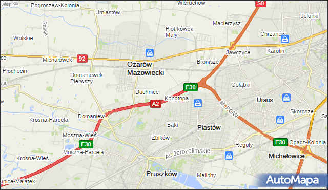 mapa Konotopa gmina Ożarów Mazowiecki, Konotopa gmina Ożarów Mazowiecki na mapie Targeo