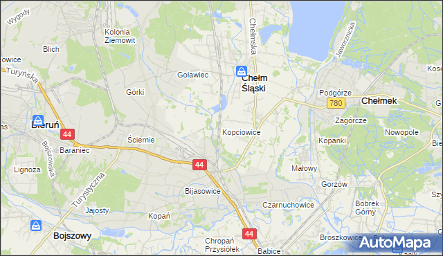 mapa Kopciowice, Kopciowice na mapie Targeo