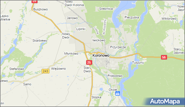 mapa Koronowo powiat bydgoski, Koronowo powiat bydgoski na mapie Targeo