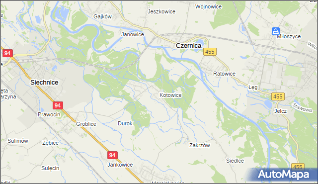 mapa Kotowice gmina Siechnice, Kotowice gmina Siechnice na mapie Targeo