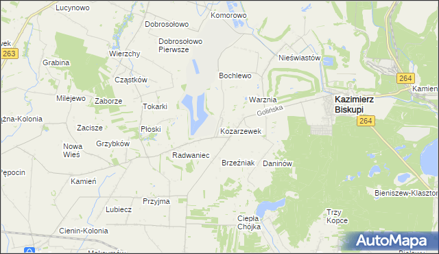 mapa Kozarzewek, Kozarzewek na mapie Targeo