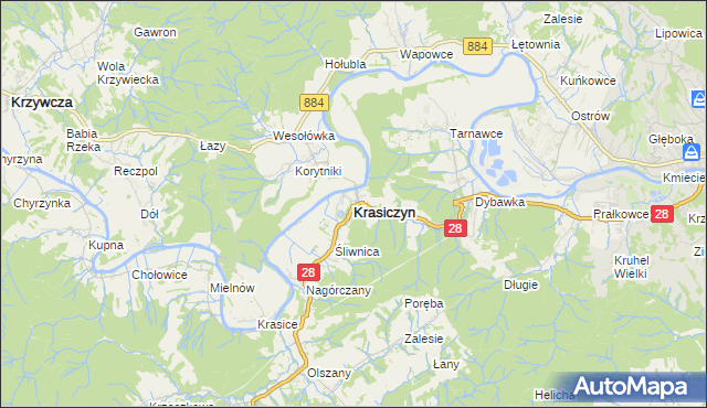 mapa Krasiczyn, Krasiczyn na mapie Targeo