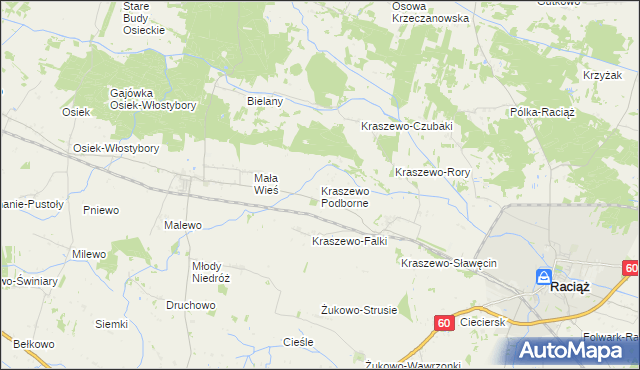 mapa Kraszewo Podborne, Kraszewo Podborne na mapie Targeo