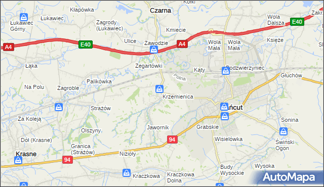 mapa Krzemienica gmina Czarna, Krzemienica gmina Czarna na mapie Targeo