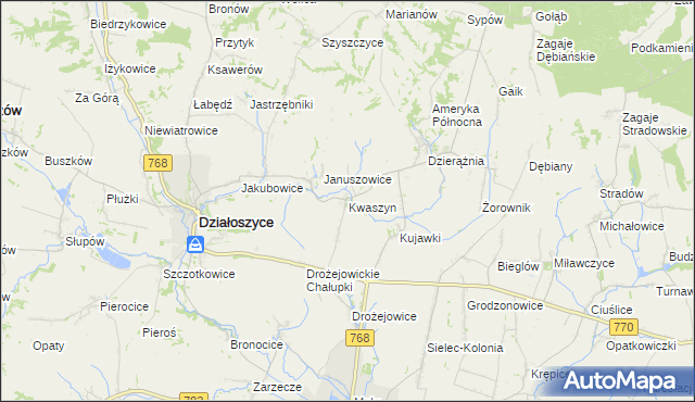 mapa Kwaszyn, Kwaszyn na mapie Targeo