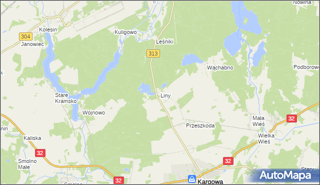 mapa Liny, Liny na mapie Targeo