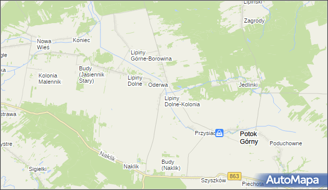 mapa Lipiny Dolne-Kolonia, Lipiny Dolne-Kolonia na mapie Targeo