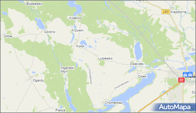 mapa Lubiewko, Lubiewko na mapie Targeo