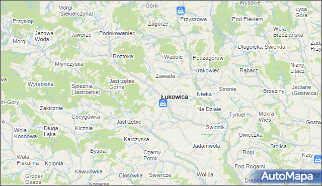 mapa Łukowica, Łukowica na mapie Targeo