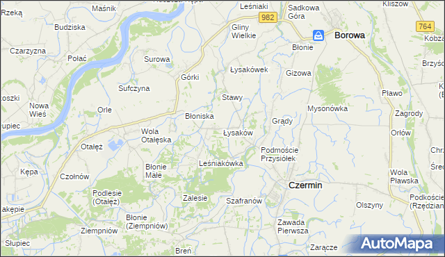 mapa Łysaków gmina Czermin, Łysaków gmina Czermin na mapie Targeo