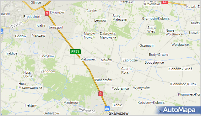 mapa Maków gmina Skaryszew, Maków gmina Skaryszew na mapie Targeo
