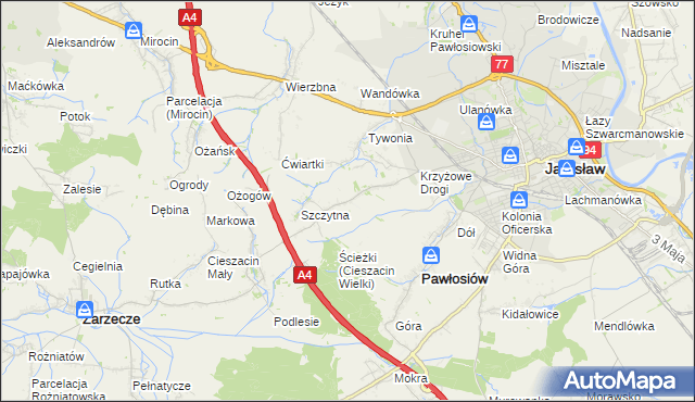 mapa Maleniska gmina Pawłosiów, Maleniska gmina Pawłosiów na mapie Targeo