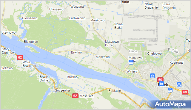 mapa Maszewo gmina Stara Biała, Maszewo gmina Stara Biała na mapie Targeo