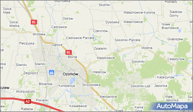 mapa Maszkowice gmina Ozorków, Maszkowice gmina Ozorków na mapie Targeo