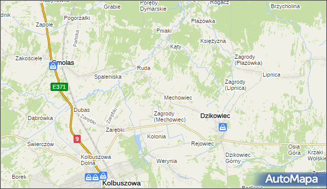 mapa Mechowiec, Mechowiec na mapie Targeo