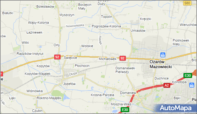 mapa Michałówek gmina Ożarów Mazowiecki, Michałówek gmina Ożarów Mazowiecki na mapie Targeo