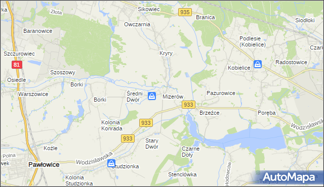 mapa Mizerów, Mizerów na mapie Targeo