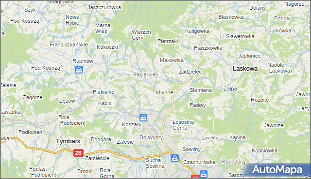 mapa Młynne, Młynne na mapie Targeo