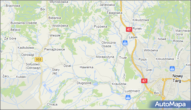 mapa Morawczyna, Morawczyna na mapie Targeo