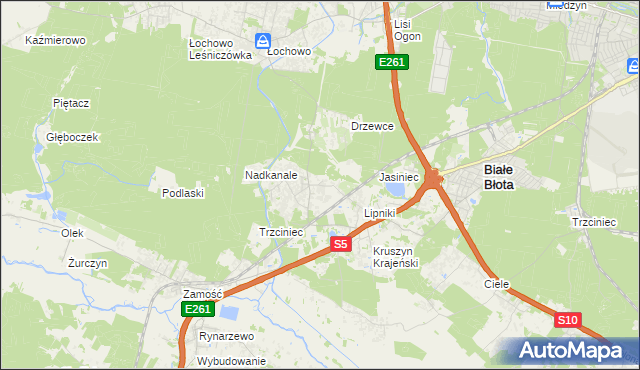 mapa Murowaniec gmina Białe Błota, Murowaniec gmina Białe Błota na mapie Targeo