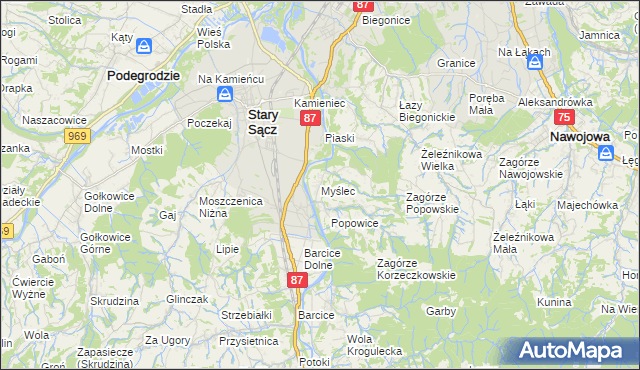 mapa Myślec, Myślec na mapie Targeo