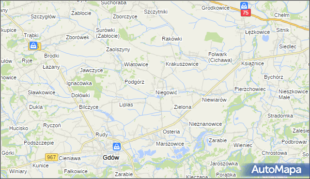 mapa Niegowić, Niegowić na mapie Targeo