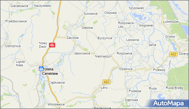 mapa Nieznaszyn, Nieznaszyn na mapie Targeo