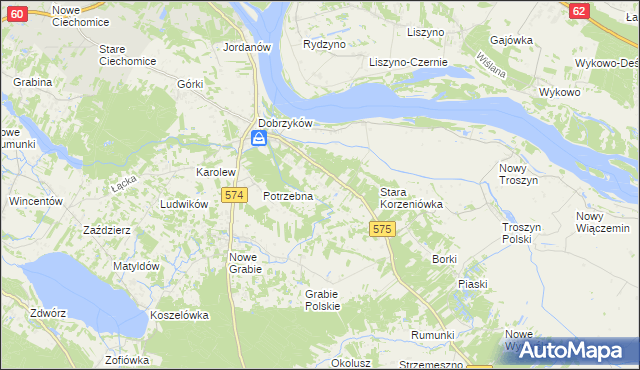 mapa Nowa Korzeniówka, Nowa Korzeniówka na mapie Targeo