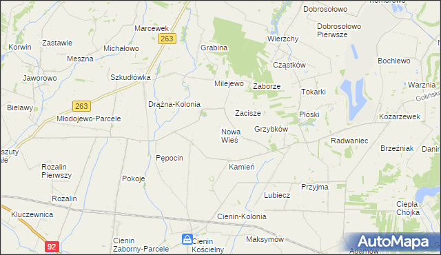 mapa Nowa Wieś gmina Słupca, Nowa Wieś gmina Słupca na mapie Targeo