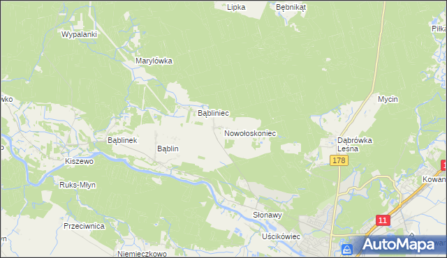 mapa Nowołoskoniec, Nowołoskoniec na mapie Targeo