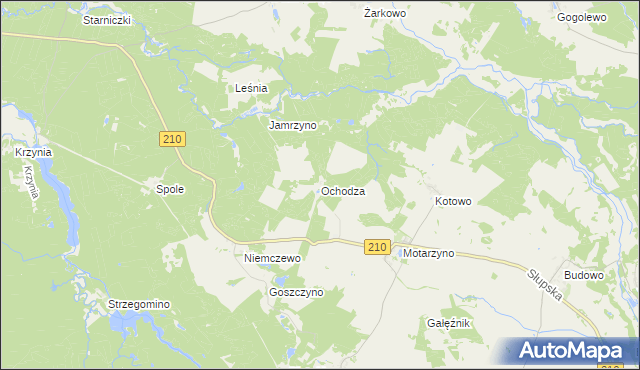 mapa Ochodza gmina Dębnica Kaszubska, Ochodza gmina Dębnica Kaszubska na mapie Targeo