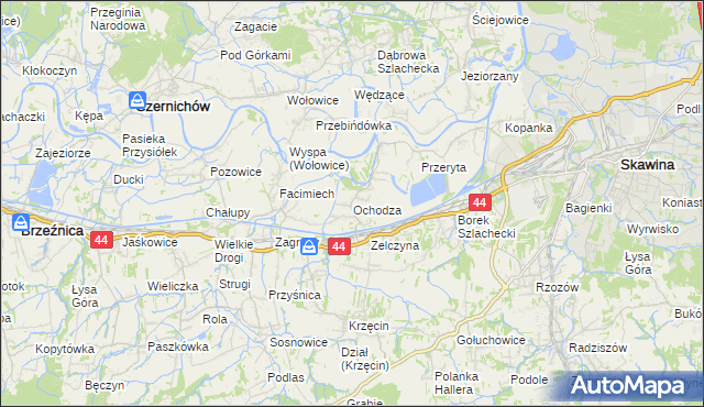 mapa Ochodza gmina Skawina, Ochodza gmina Skawina na mapie Targeo